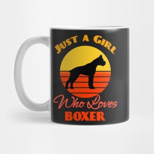 Just a Girl Who Loves Boxer Dog puppy Lover Cute Sunser Retro Funny Mug